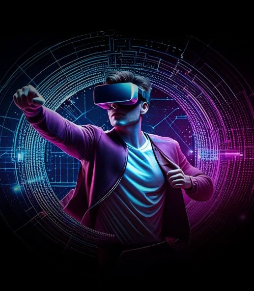 mężczyzba w okularach VR